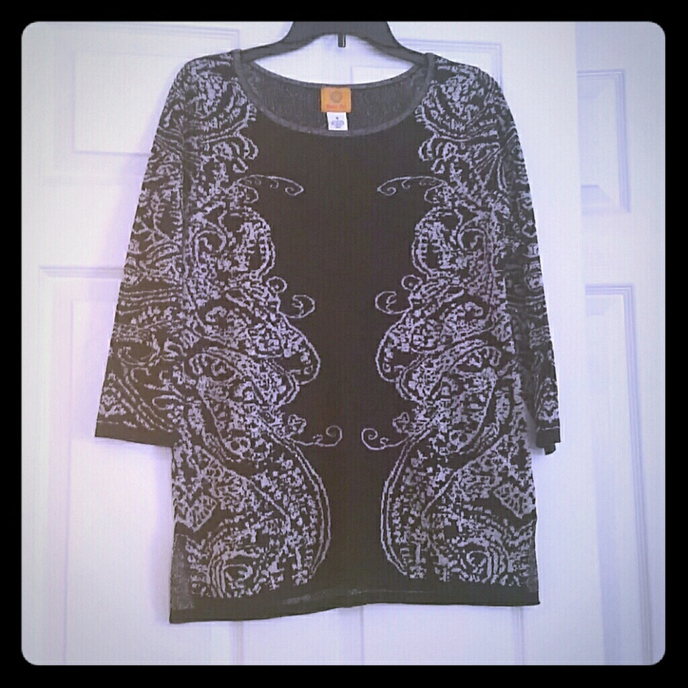 Ruby Rd black and silver sweater